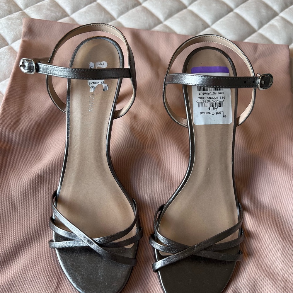 Stuart Weitzman Women's Silver Strappy Sandal